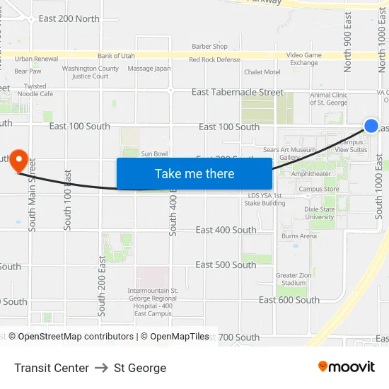Transit Center to St George map