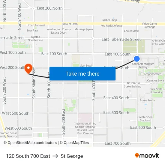 120 South 700 East to St George map