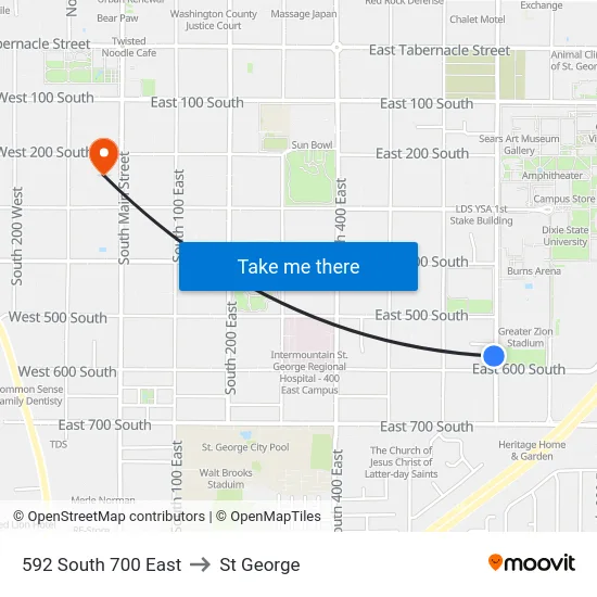 592 South 700 East to St George map