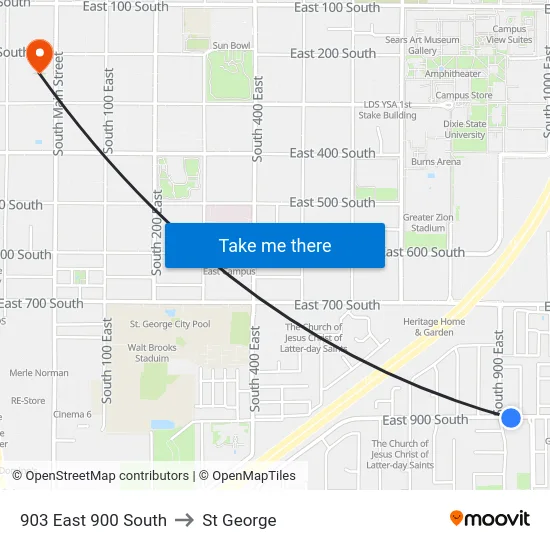 903 East 900 South to St George map