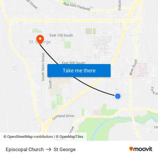 Episcopal Church to St George map