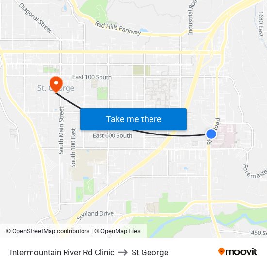 Intermountain River Rd Clinic to St George map