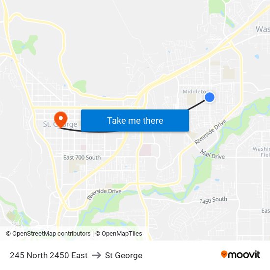 245 North 2450 East to St George map