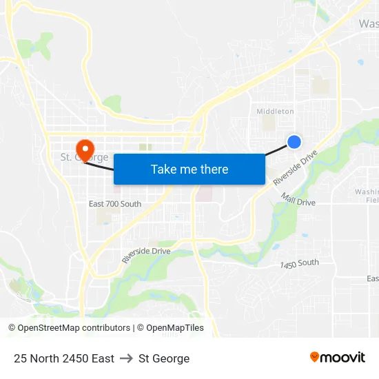 25 North 2450 East to St George map