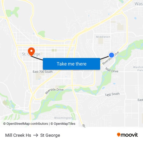 Mill Creek Hs to St George map