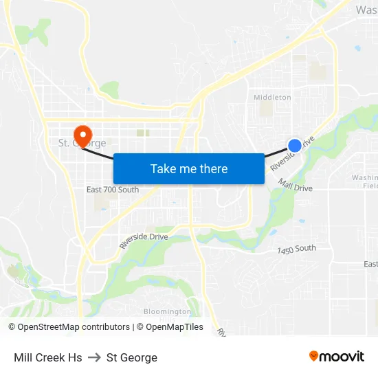 Mill Creek Hs to St George map
