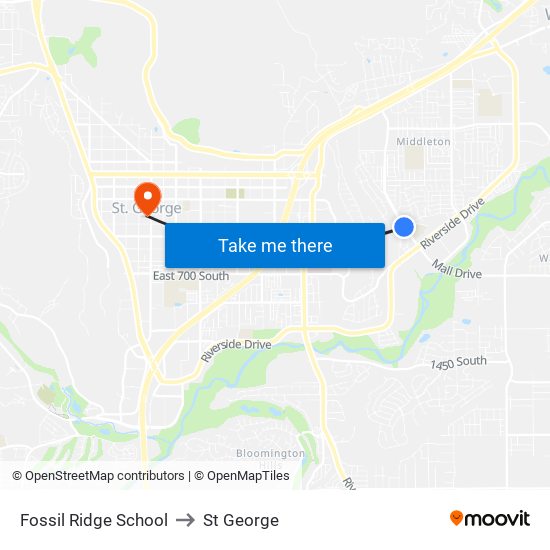 Fossil Ridge School to St George map