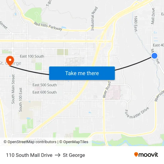 110 South Mall Drive to St George map