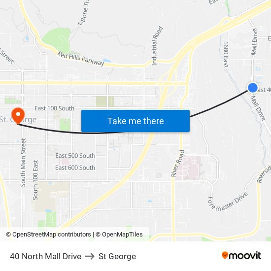 40 North Mall Drive to St George map