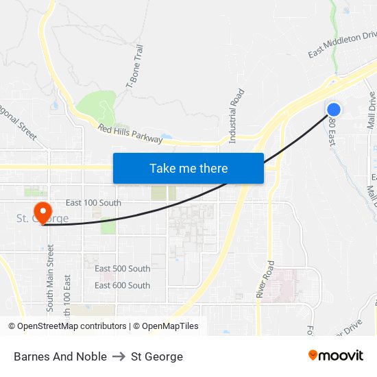 Barnes And Noble to St George map