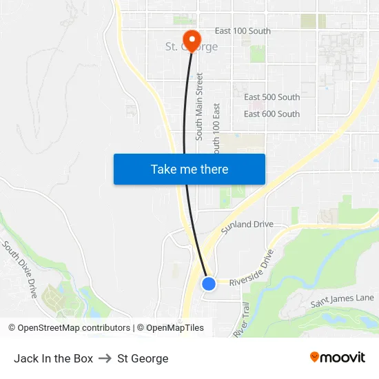 Jack In the Box to St George map