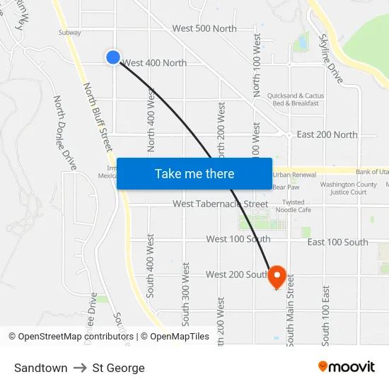 Sandtown to St George map
