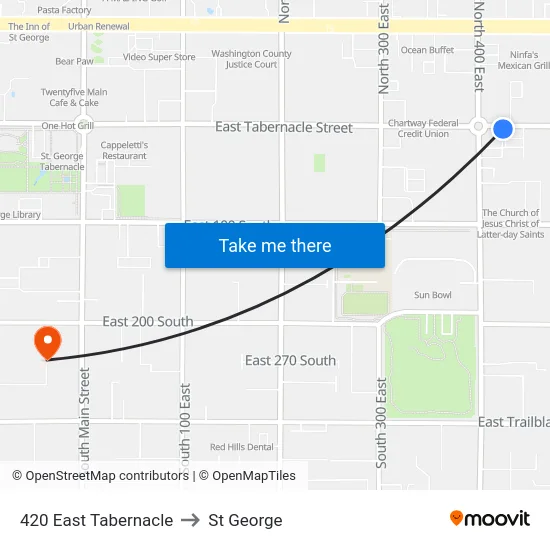 420 East Tabernacle to St George map