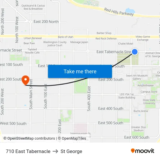 710 East Tabernacle to St George map