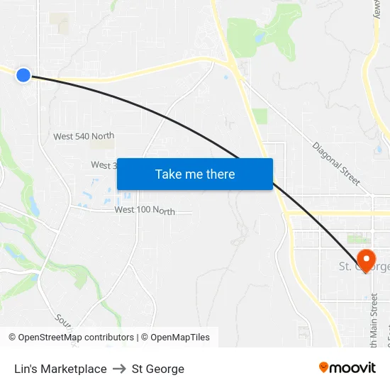 Lin's Marketplace to St George map