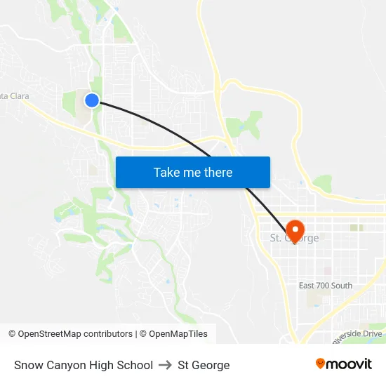 Snow Canyon High School to St George map
