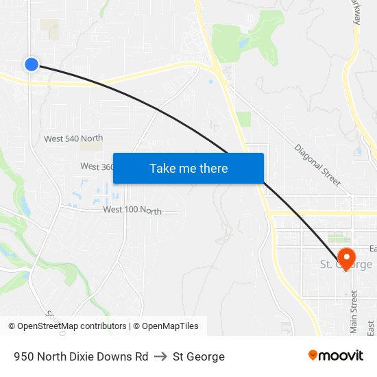 950 North Dixie Downs Rd to St George map