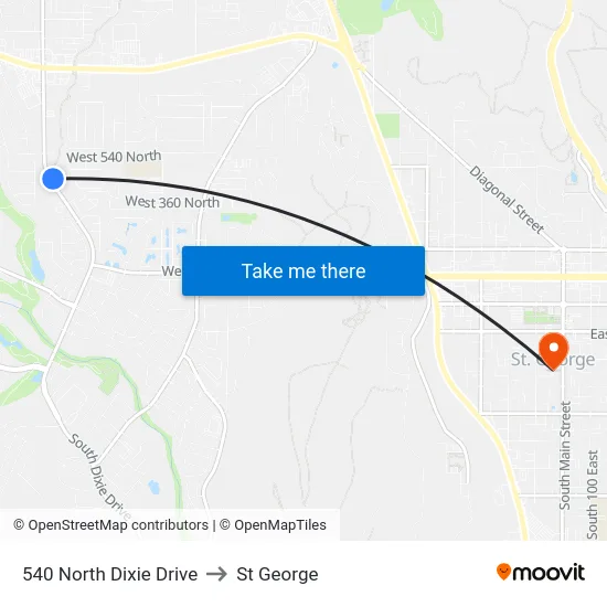 540 North Dixie Drive to St George map