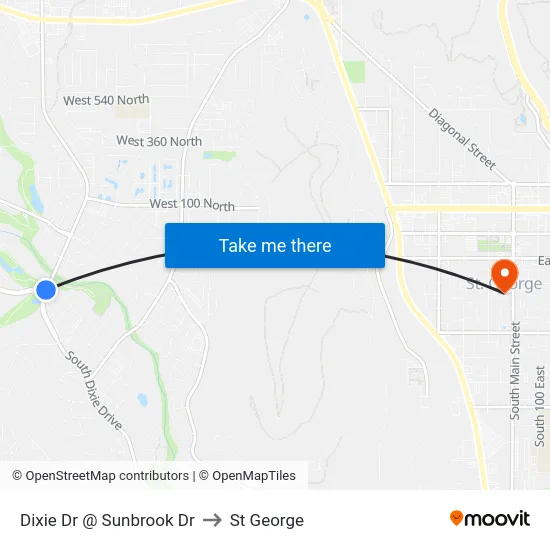Dixie Dr @ Sunbrook Dr to St George map