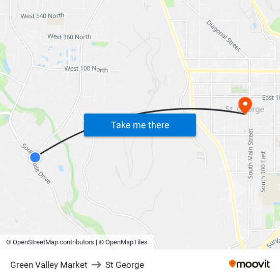 Green Valley Market to St George map