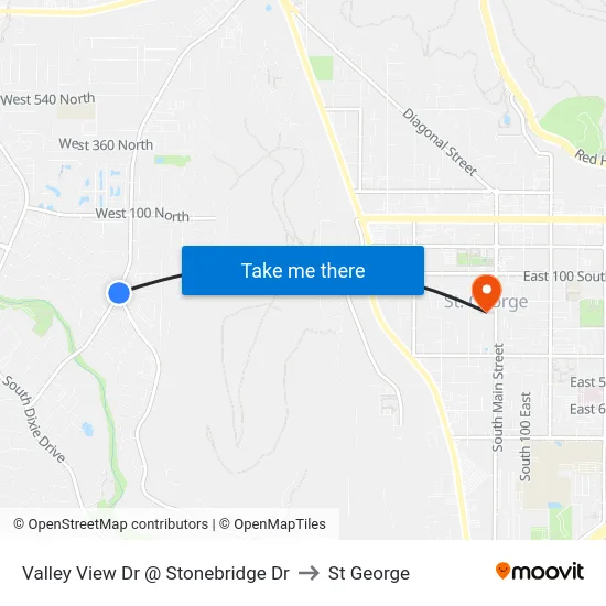 Valley View Dr @ Stonebridge Dr to St George map