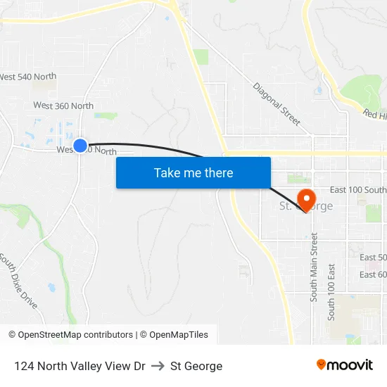 124 North Valley View Dr to St George map