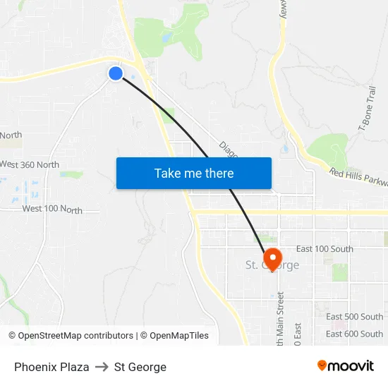 Phoenix Plaza to St George map
