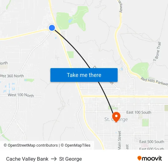 Cache Valley Bank to St George map