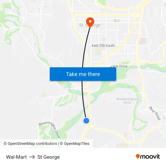 Wal-Mart to St George map