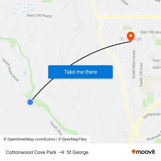 Cottonwood Cove Park to St George map