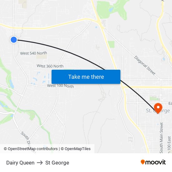 Dairy Queen to St George map