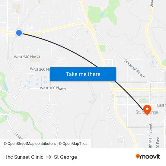 Ihc Sunset Clinic to St George map