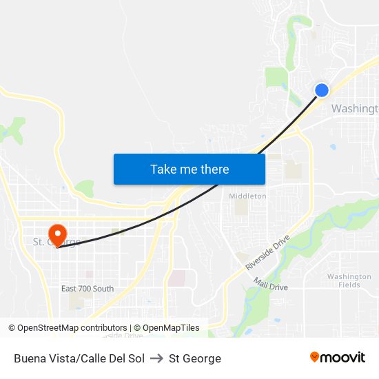 Buena Vista/Calle Del Sol to St George map