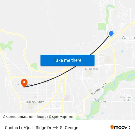 Cactus Ln/Quail Ridge Dr to St George map