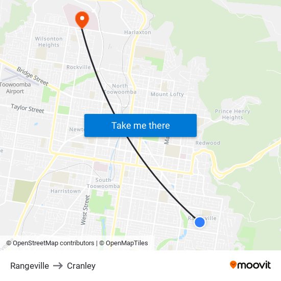 Rangeville to Cranley map