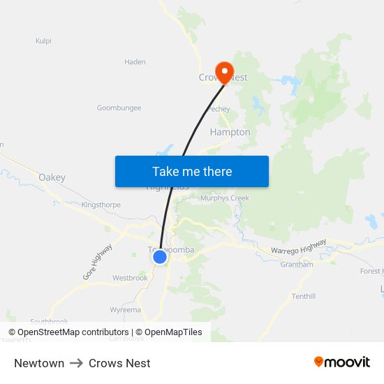 Newtown to Crows Nest map