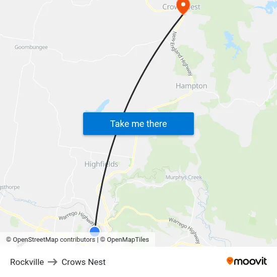 Rockville to Crows Nest map