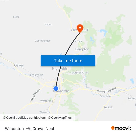 Wilsonton to Crows Nest map