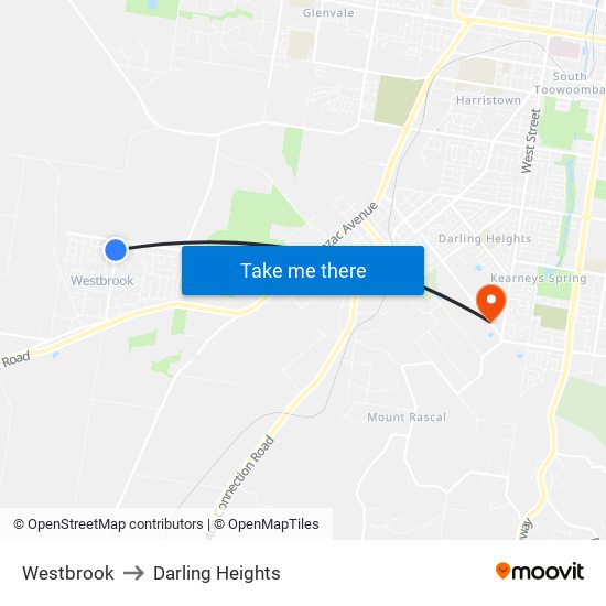 Westbrook to Darling Heights map