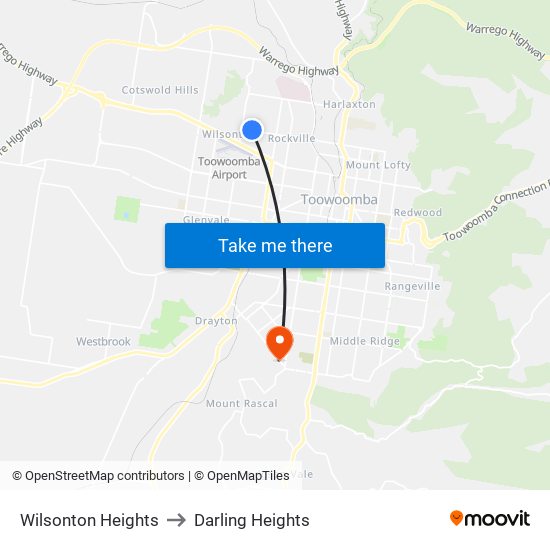 Wilsonton Heights to Darling Heights map