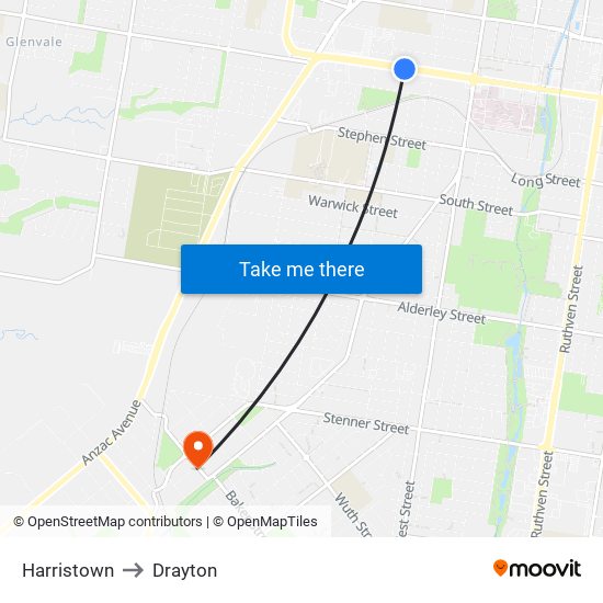 Harristown to Drayton map