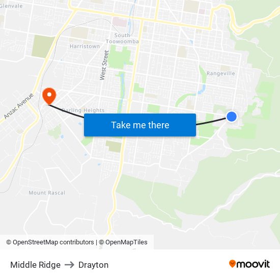 Middle Ridge to Drayton map