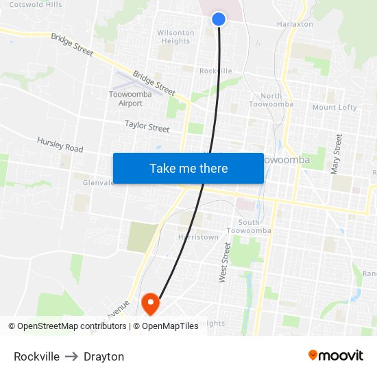 Rockville to Drayton map