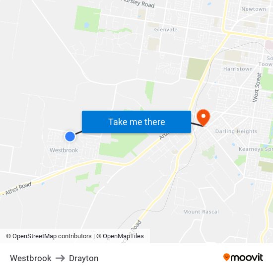 Westbrook to Drayton map