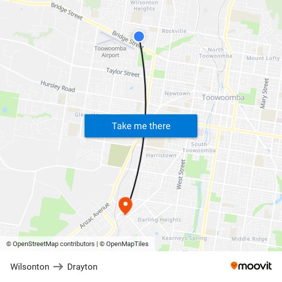 Wilsonton to Drayton map