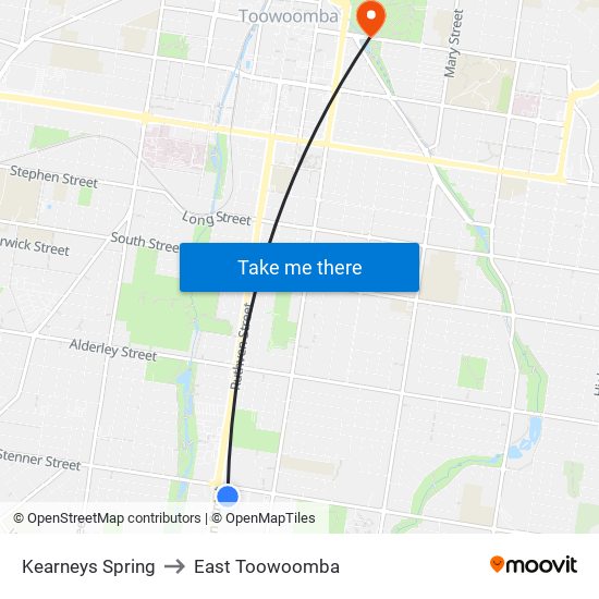 Kearneys Spring to East Toowoomba map