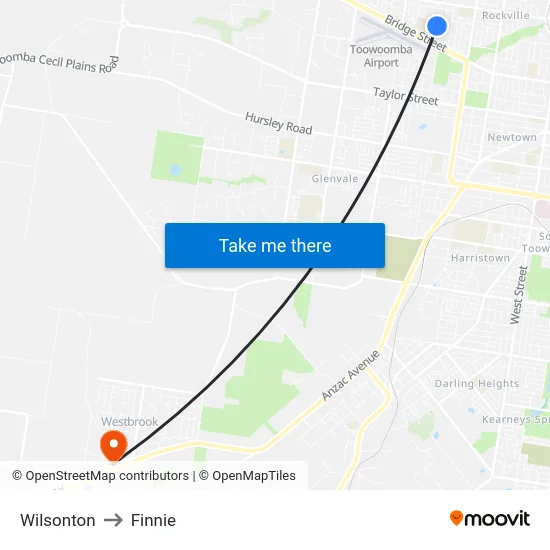 Wilsonton to Finnie map