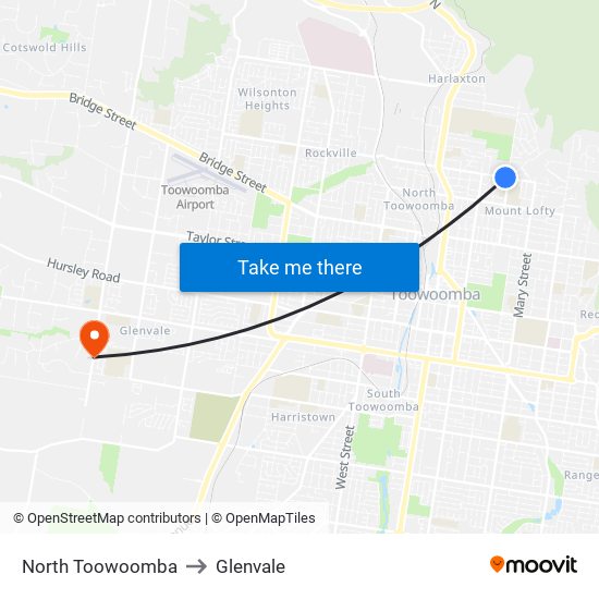 North Toowoomba to Glenvale map