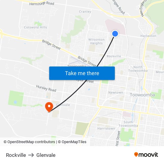 Rockville to Glenvale map