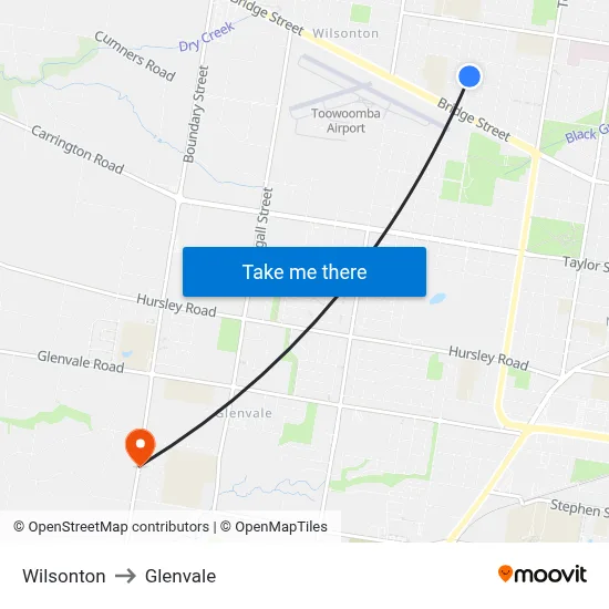 Wilsonton to Glenvale map